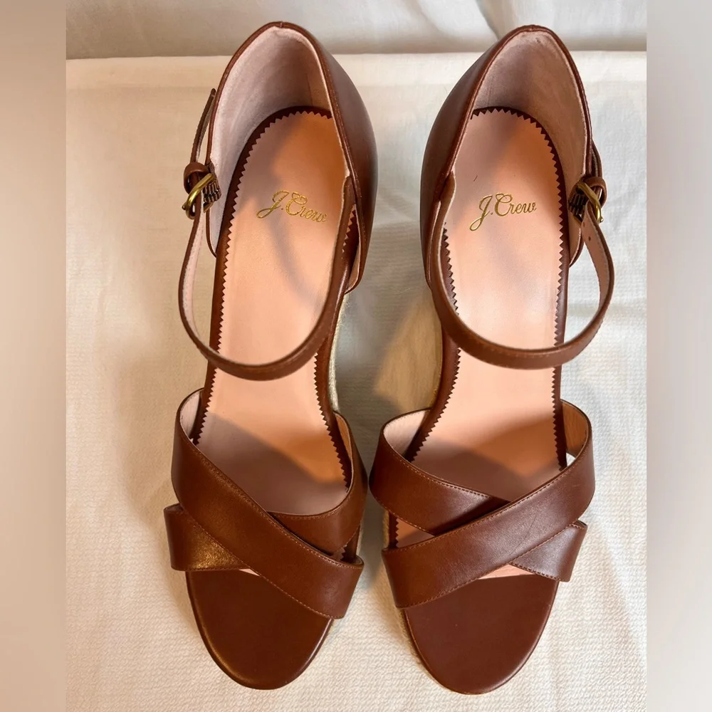 J. Crew womens leather espadrille wedge sandal - Picture 3 of 9